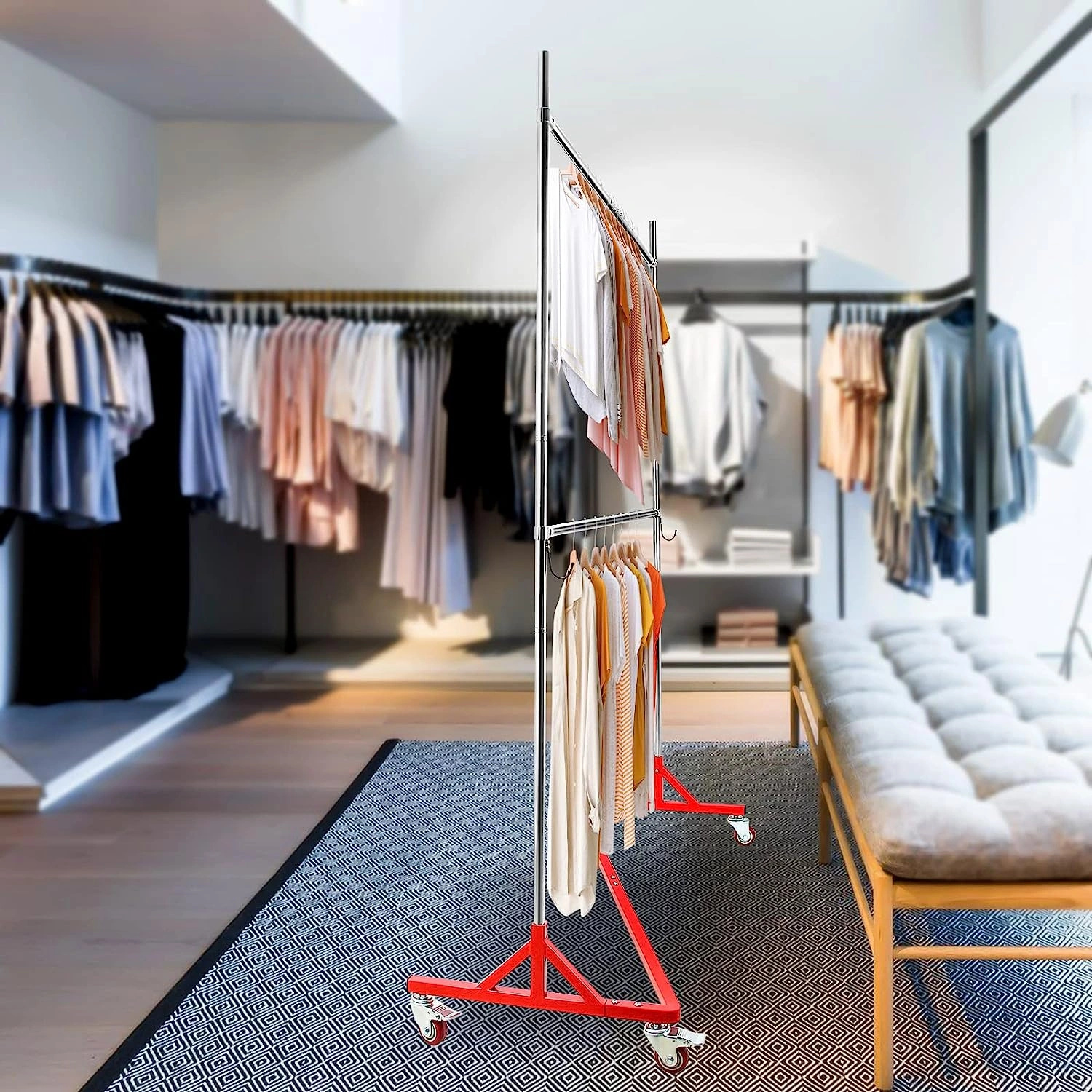Rolling Z Rack: Collapsible, Adjustable, Heavy Duty. Bedroom Bliss and Closet Champion. Get Yours Today!